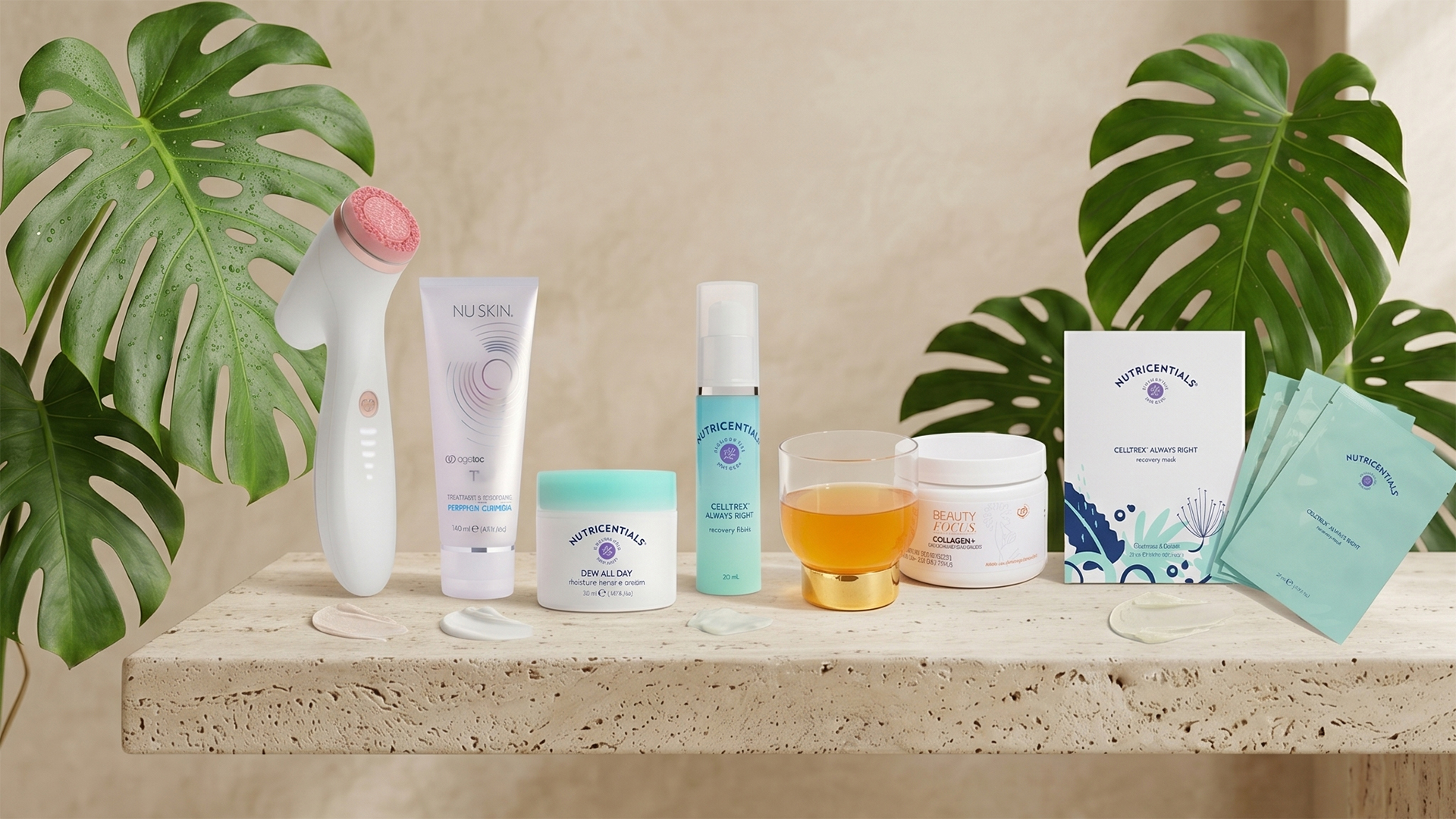 productos NuSkin con ageLOC LumiSpa iO para limpieza y cuidado facial